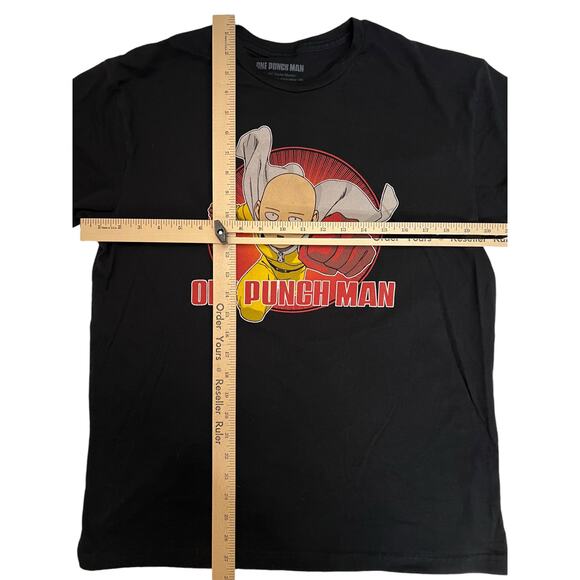 One Punch Man Black Anime T-Shirt - Saitama Flying Punch Circle Over Logo - Picture 6 of 8